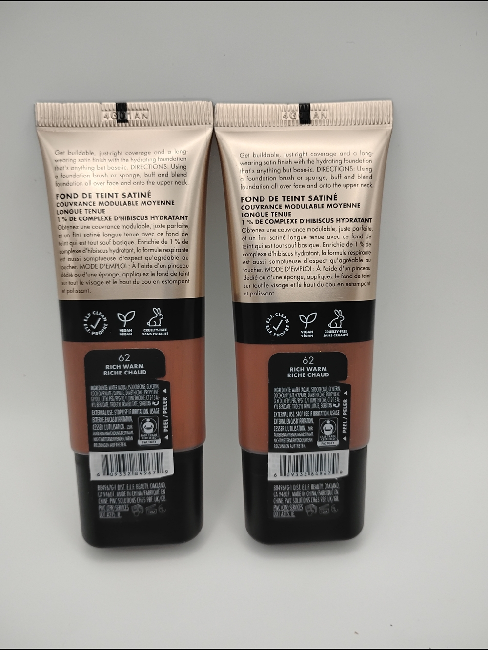 e.l.f. Soft Glam Satin Foundation - Rich Warm 62 (2-Pack) Brand New - Picture 2 of 2